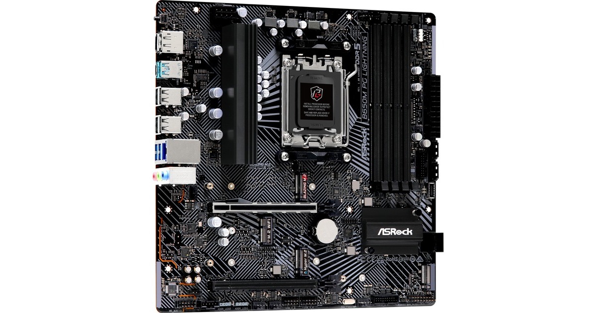 ASRock B650M PG LIGHTNING Placa Base Negro Gris