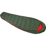 High Peak Pak 1000 ECO, Saco de dormir verde oscuro/Rojo