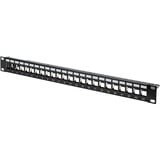 Digitus Panel de conexión modular, 24 puertos, Patch Panel negro, 24 puertos, Negro, Montaje en bastidor, 1U, 483 mm, 1,5 mm, 560 mm