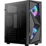 Aerocool Glider Tempered Glass Negro, Cajas de torre negro, PC, Negro, ATX, micro ATX, Mini-ITX, Acrilonitrilo butadieno estireno (ABS), SPCC, Acero, Juego, 15,7 cm