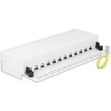 DeLOCK 87679 panel de parcheo, Patch Panel blanco, RJ-45, Blanco, Metal, Montaje en pared, 218 mm, 44,2 mm