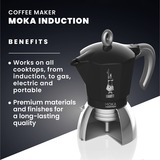 Bialetti 0006932/NP, Cafetera espresso negro/Plateado