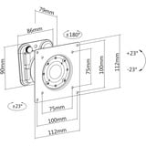 Digitus Soporte de pared universal giratorio negro, 360°, Pared, 800 g, 80 mm, 125 mm, 120 mm