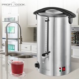 ProfiCook PC-HGA 1111 Bebidas calientes No aislante, Glühweinautomat acero fino/Negro, Bebidas calientes, No aislante, Negro, Acero inoxidable, palanca, Giratorio, 16 L, 1500 W