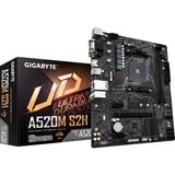 GIGABYTE A520M S2H placa base Zócalo AM4 micro ATX negro/Gris, AMD, Zócalo AM4, 3rd Generation AMD Ryzen™ 3, DDR4-SDRAM, 64 GB, DIMM