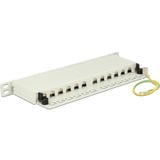 DeLOCK 43311 panel de parcheo 0.5U, Patch Panel gris, RJ-45, Cat6a, Gris, Metal, Montaje en bastidor, 0.5U