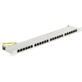 DeLOCK 43315 panel de parcheo 0.5U, Patch Panel gris, RJ-45, LSA, Blanco, Metal, Montaje en bastidor, 0.5U, 482,6 mm