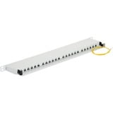 DeLOCK 43315 panel de parcheo 0.5U, Patch Panel gris, RJ-45, LSA, Blanco, Metal, Montaje en bastidor, 0.5U, 482,6 mm