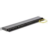 DeLOCK 43316 panel de parcheo 0.5U, Patch Panel negro, RJ-45, LSA, Negro, Metal, Montaje en bastidor, 0.5U, 482,6 mm