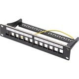 Digitus Panel de conexión modular, 8 puertos, Patch Panel negro, 8 puertos, Negro, Montaje en bastidor, 1U, 270 mm, 120 mm, 171,212 g