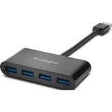 Kensington Hub USB 3.0 de cuatro puertos UH4000: negro negro, USB 3.2 Gen 1 (3.1 Gen 1) Type-A, USB 3.2 Gen 1 (3.1 Gen 1) Type-A, 5000 Mbit/s, Negro, Windows 7, Windows 8, Windows 8.1, Windows Vista, Windows XP, Mac OS X 10.6 Snow Leopard