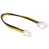 DeLOCK 0.3m P4/Molex 4-pin 0,3 m, Cable 0,3 m, ATX (4-pin), Molex (4-pin), Negro, Amarillo