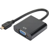 Digitus Convertidor micro HDMI a VGA, Adaptador negro, HDMI tipo D (Micro), VGA (D-Sub), 1920 x 1080 Pixeles, 1080p, Negro, China