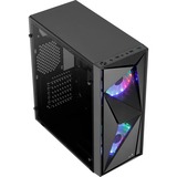 Aerocool Glider Tempered Glass Negro, Cajas de torre negro, PC, Negro, ATX, micro ATX, Mini-ITX, Acrilonitrilo butadieno estireno (ABS), SPCC, Acero, Juego, 15,7 cm