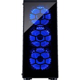 Inter-Tech CXC2 Torre Negro, Cajas de torre negro, Torre, PC, Negro, ATX, ITX, micro ATX, Vidrio templado, Azul