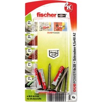 fischer DUOPOWER 6x30 S A2 K, Pasador gris claro/Rojo