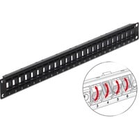 DeLOCK 43340 panel de parcheo, Patch Panel Negro, Metal, Plástico, Montaje en bastidor, 44 mm, 11,5 mm, 482,6 mm