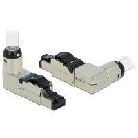 DeLOCK 86289 conector 1 x RJ-45 Gris, Enchufe 1 x RJ-45, Gris, Macho, Angular, Zinc, Cat6a