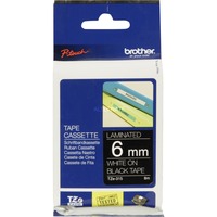 Brother Cinta laminada 6mm, Cinta de escritura Blanco sobre negro, TZe, Gris, Transferencia térmica, Brother, PT-1280HK, PT-1280SN, PT-1280KT, PT-D200HK, PT-1100SN, PT-1100KT, PT-2100VP, PT-2730, PT-7600,...