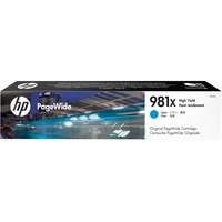 HP Cartucho original PageWide 981X cian de alto rendimiento, Tinta Alto rendimiento (XL), Tinta a base de pigmentos, 116 ml, 10000 páginas, 1 pieza(s)